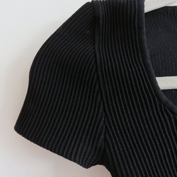 ARITZIA BABATON Sculpt Knit Squareneck Top in Black Ribbed Minimalist - Size S - Picture 4 of 13